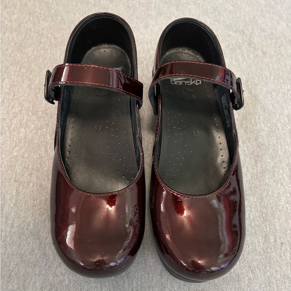 Dansko Glossy Maroon Mary Jane Shoes
